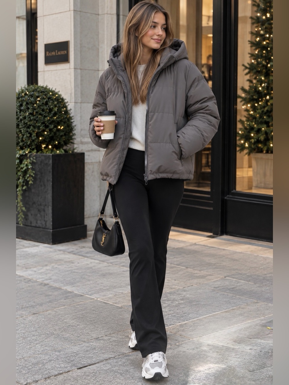 Nordstrom Women Hooded Puffer Jacket - Gray XL